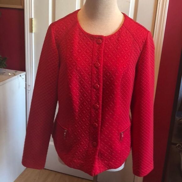 Chico’s red snap front jacket sz 1 - Picture 1 of 5